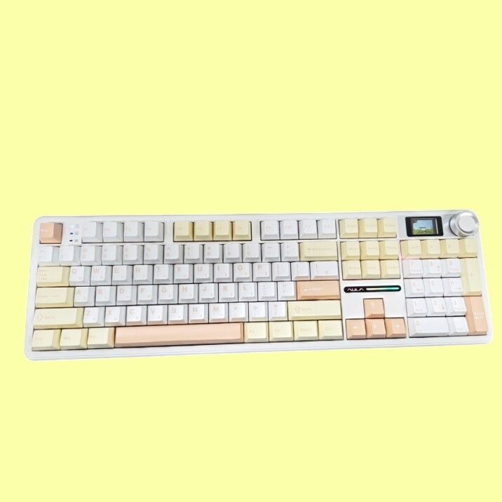AULA F108Pro 유무선 아우라 독거미 기계식 키보드 치즈 화이트 저소음 바다축