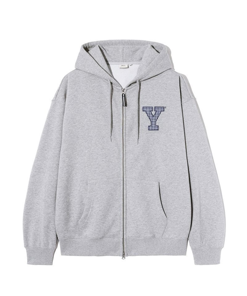 YALE <매장정품> 예일 YALE Y로고 체크 아플리케 후드집업_그레이 YFF1HZ303AMG 742781