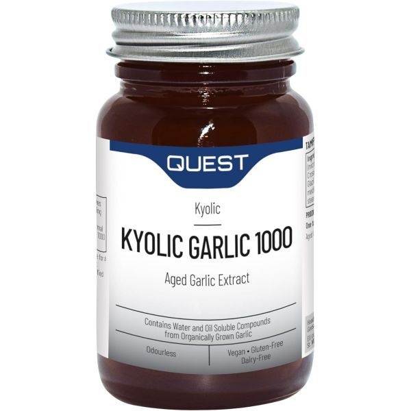 [해외] 퀘스트 콜릭 마늘 1000mg 정제: 다이제스티브 인지 건강 무취 숙성 추출물 60정 일일
