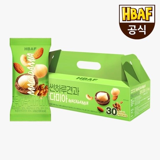 g) [본사직영] CJ 먼투썬 하루견과 마카다미아 30봉 (20G X 30EA)