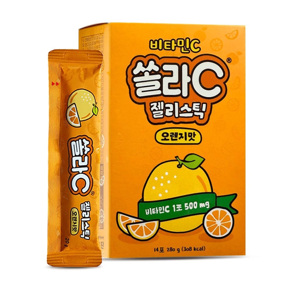 고려은단 비타민C 쏠라C 젤리스틱 14포 1개 오렌지맛 어린이 비타민젤리 키즈 D