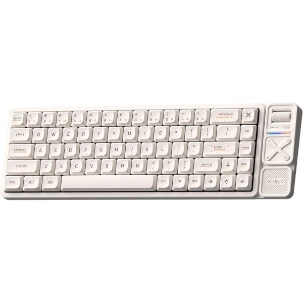 크리미한 타이핑, 핫 스왑 가능, RGB 백라이트, PBT 키캡, 알루미늄 케이스, BT/2.4G/USB-C, Mac/Windows용 IQUNIX Magi65 Pro