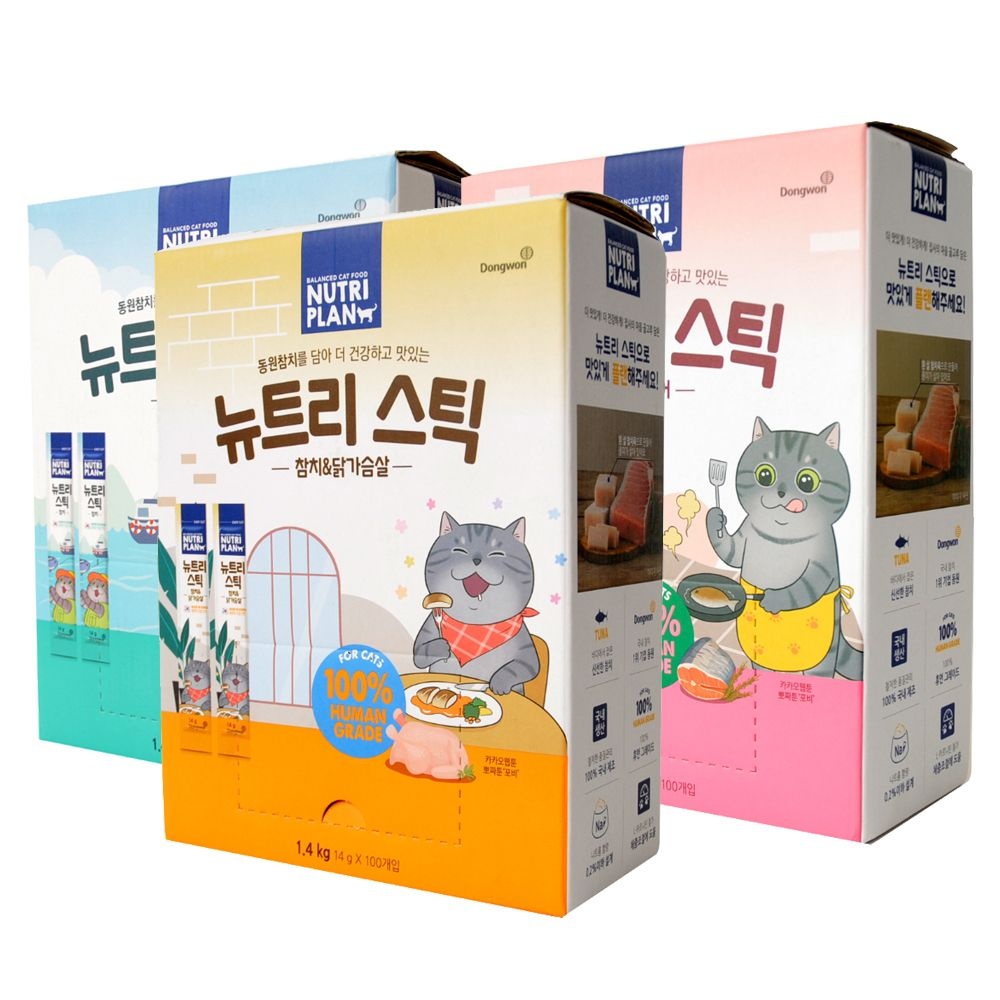 동원 뉴트리플랜 뉴트리스틱 14g x 100p 고양이츄르 짜먹는간식 고양이간식