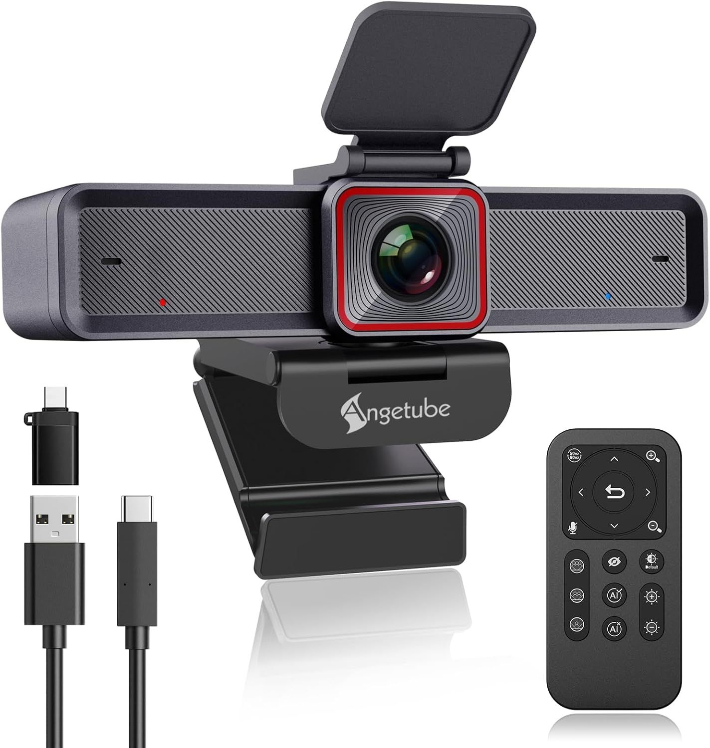 AI 추적 기능이 있는 Angetube 4K 웹캠, 원격 제어 웹 카메라/10배 디지털 줌 1080P 60fps 웹캠(USB 3.0 HDR/영상