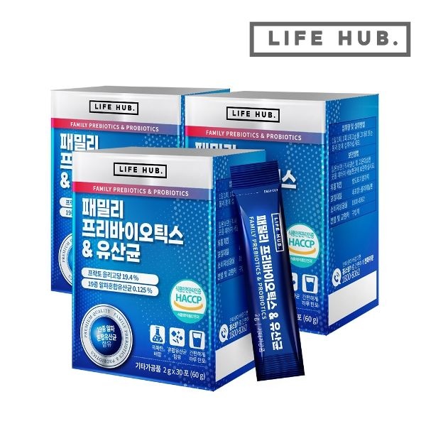 라이프허브 패밀리 프리바이오틱스 유산균 3세트(2g x 90포) 3개...