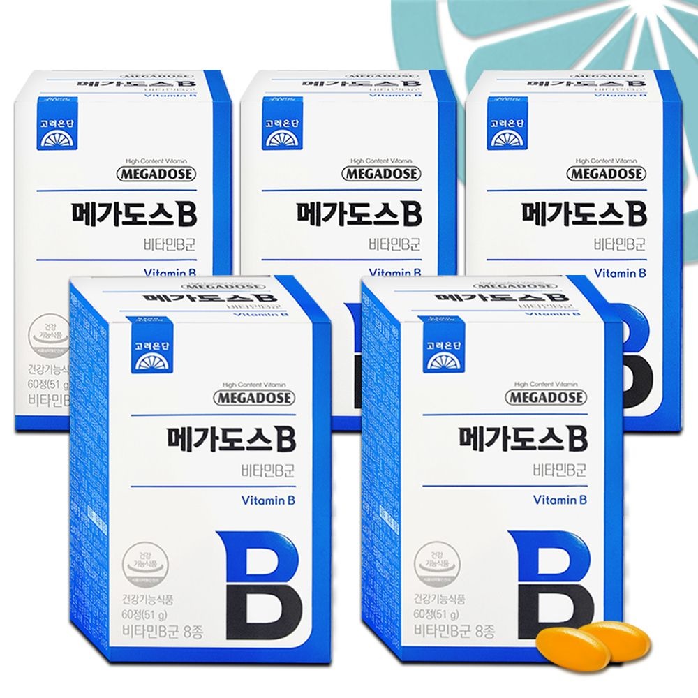 [오늘출발] 고려은단 메가도스B 850mg 60정 x 5개 비타민B군 수용성 고함량 활력 G