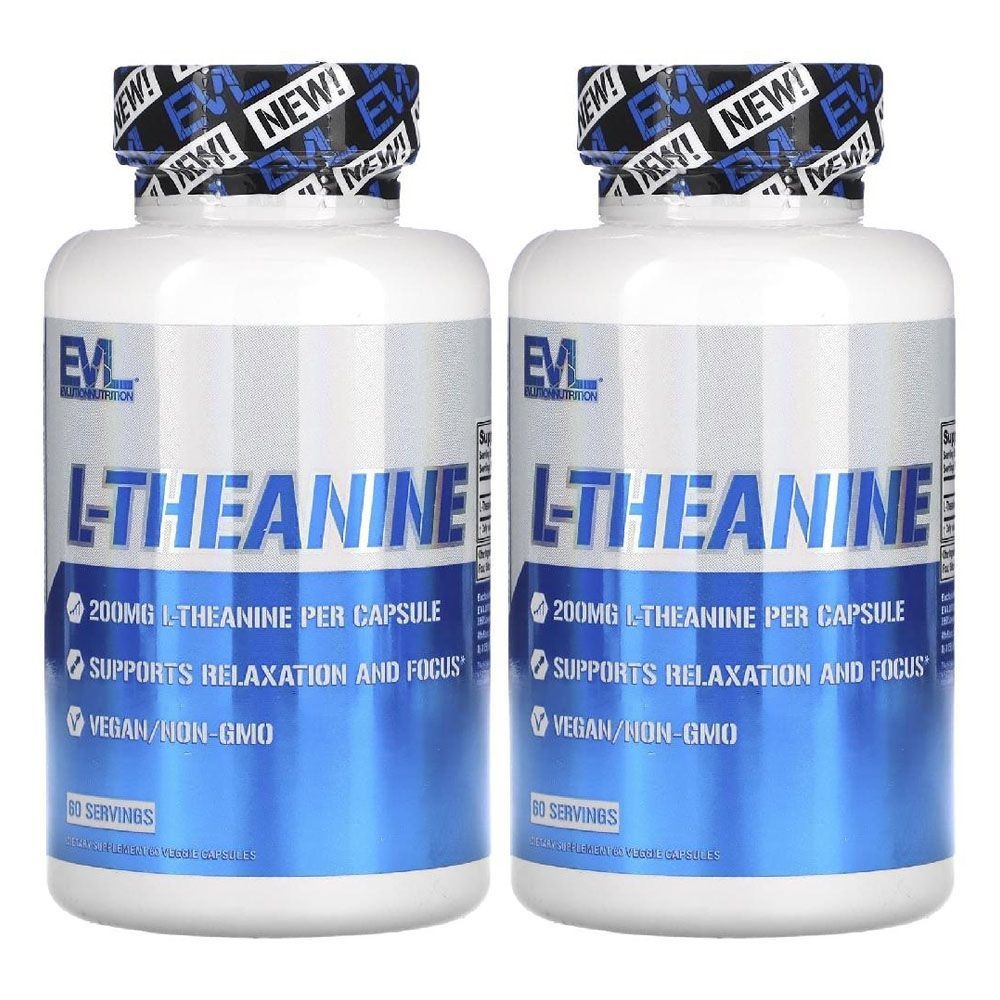 [해외] EV루션뉴트리션엘 L 테아닌 티아닌 안티 스트레스 L-Theanine 60캡슐 2병