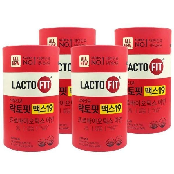 [하프클럽]종근당건강 락토핏 맥스19 프로바이오틱스 생유산균 아연 2g x 60포, 4통 / N