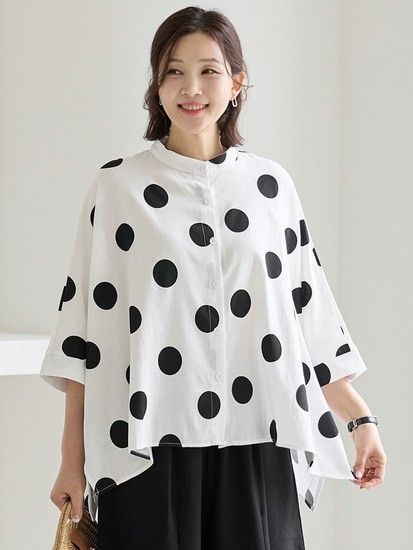 김여사 (무료배송) (빅사이즈)(신상)(66-88) 팝 아트 차이나 셔츠 3NB604119 엄마옷 중년여성 50대 60대