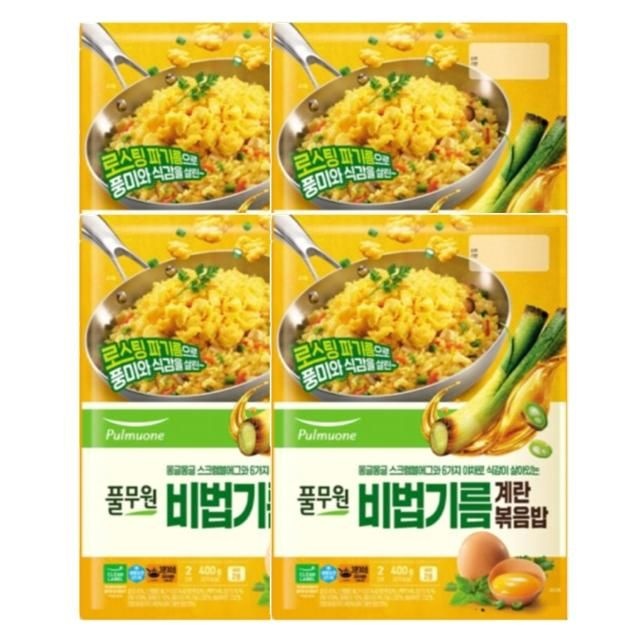 풀무원 비법기름 계란 볶음밥 2인분 4개 400g 아침대용 간식 자취생 혼밥메뉴 집밥
