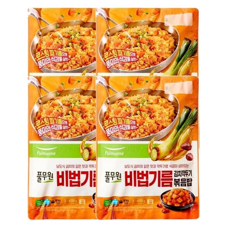 풀무원 비법기름 김치깍두기 볶음밥 2인분 4개 400g 아침대용 간식 자취생 혼밥메뉴 집밥