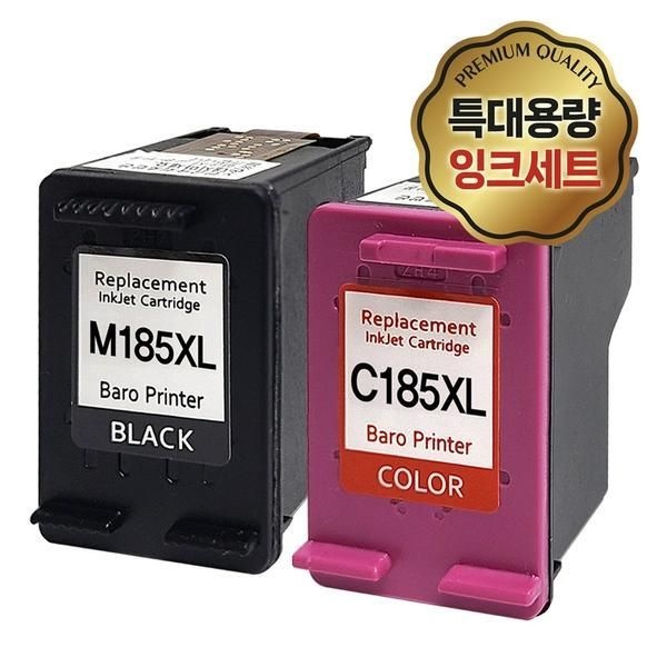 삼성 특대용량 잉크세트 INK-M185 INK-C185 검정 컬러 SL-J1680 J1683 J1685 J1780W J1780DW J1785W M185XL