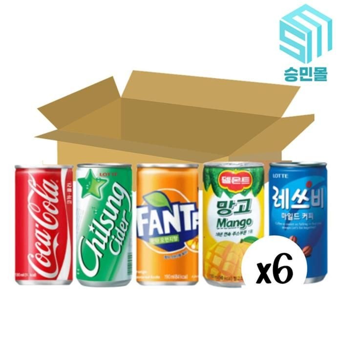 도매 미니 캔음료 콜라 칠성사이다 환타 밥알없는식혜 레쓰비 6캔씩 30캔 업소용 음료수 /s