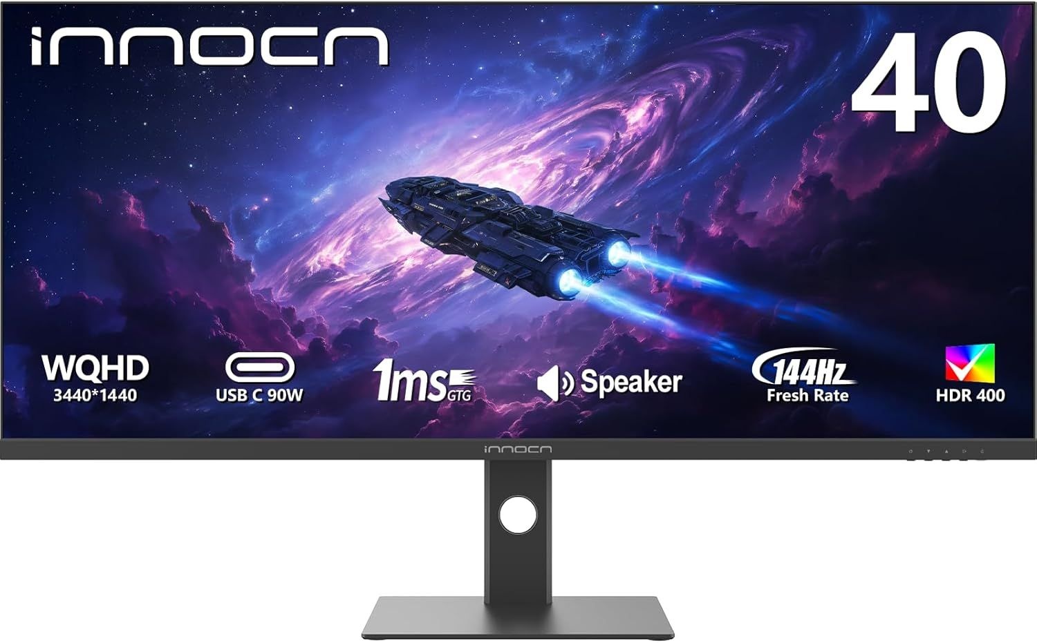 INNOCN 40인치 울트라와이드 모니터 3440 x 1440P 144Hz 게이밍 프리싱크 HDR400 21:9 PC 컴퓨터 IPS 디스플레이, 편집/AI