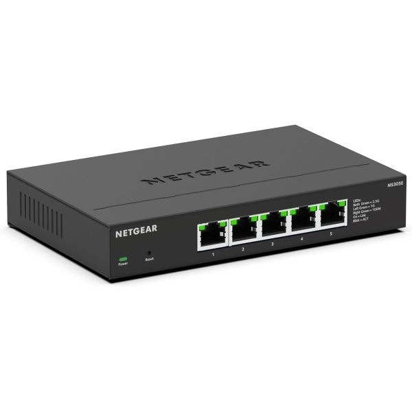 넷기어 5포트 멀티 기가비트 이더넷 이지 스마트 관리 필수 스위치(MS305E) - 5 x 1G/2.5G, 데스크톱 또는 월 마운트,