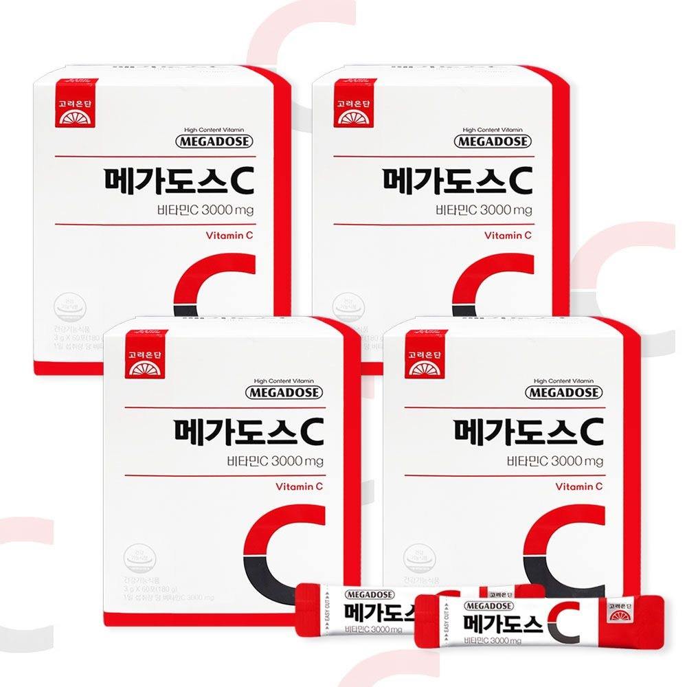 고려은단 메가도스C 비타민C 3000 3g x 60포 4박스 8개월분 고함량 G
