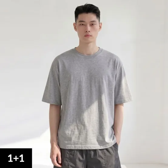 [해리슨] 1+1 16수 세미오버핏 무지 반팔티 WBTM504 WSP1493