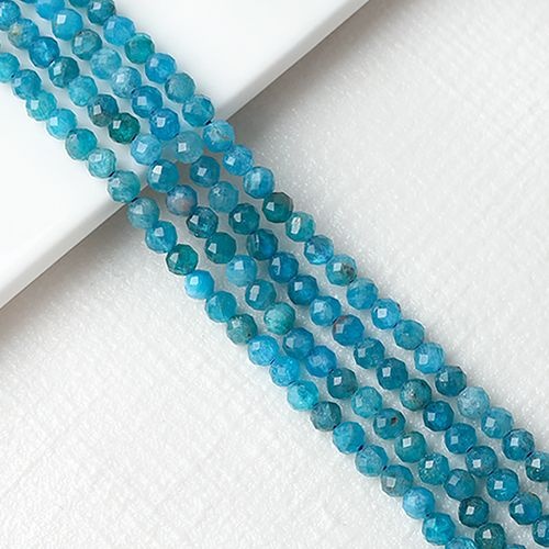 비즈아이 [5-421-25]원석 축구볼컷 3mm 천연석 아파타이트 ,반줄(약19cm)