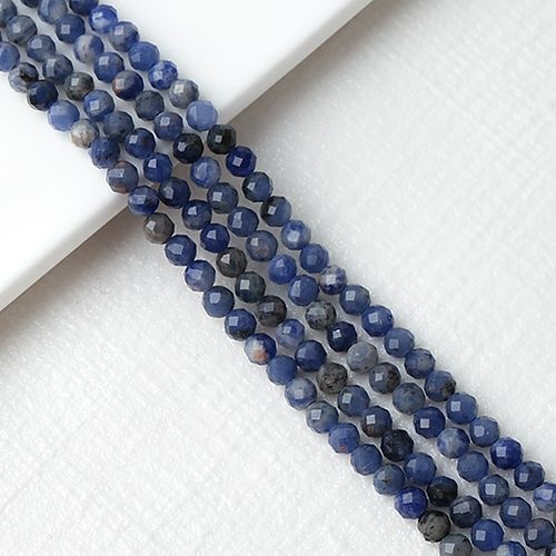 비즈아이 [5-421-26]원석 축구볼컷 3mm 천연석 소달라이트 ,반줄(약19cm)
