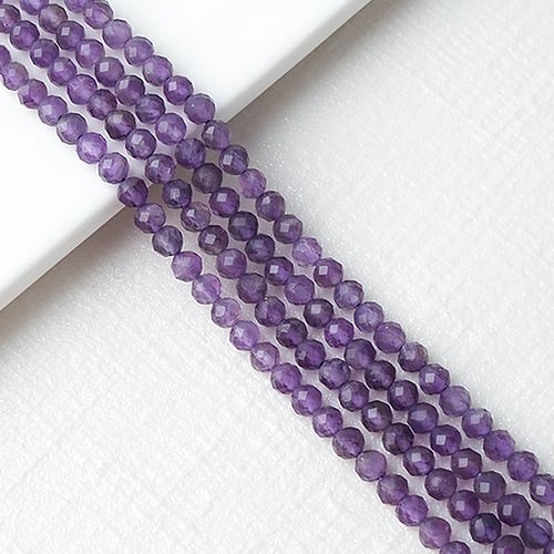비즈아이협력사 비즈아이 [5-421-28]원석 축구볼컷 3mm 천연석 자수정 ,반줄(약19cm)
