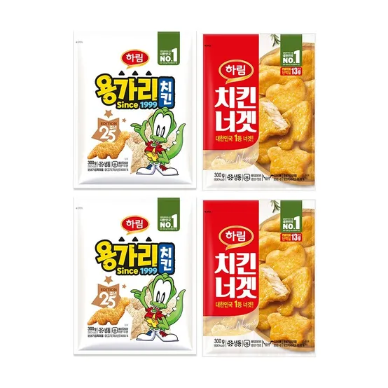 하림 용가리치킨300g 2봉+치킨너겟300g 2봉