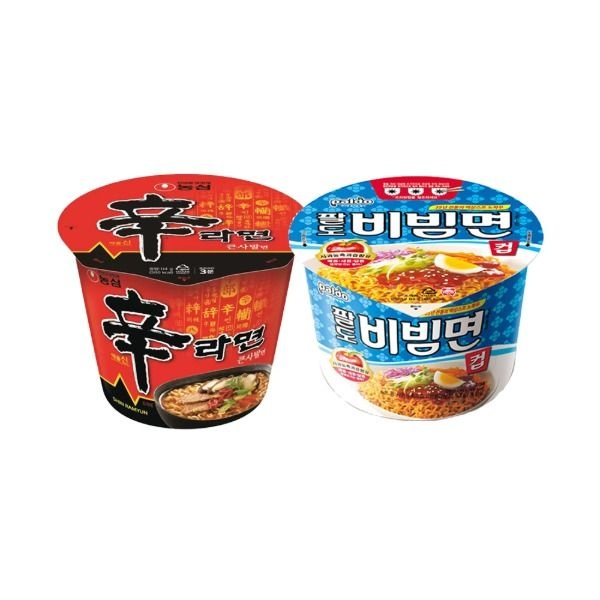 자체제작 이젠서진 컵라면 2종 혼합 농심 신라면 큰컵 4개 + 팔도비빔면 4개