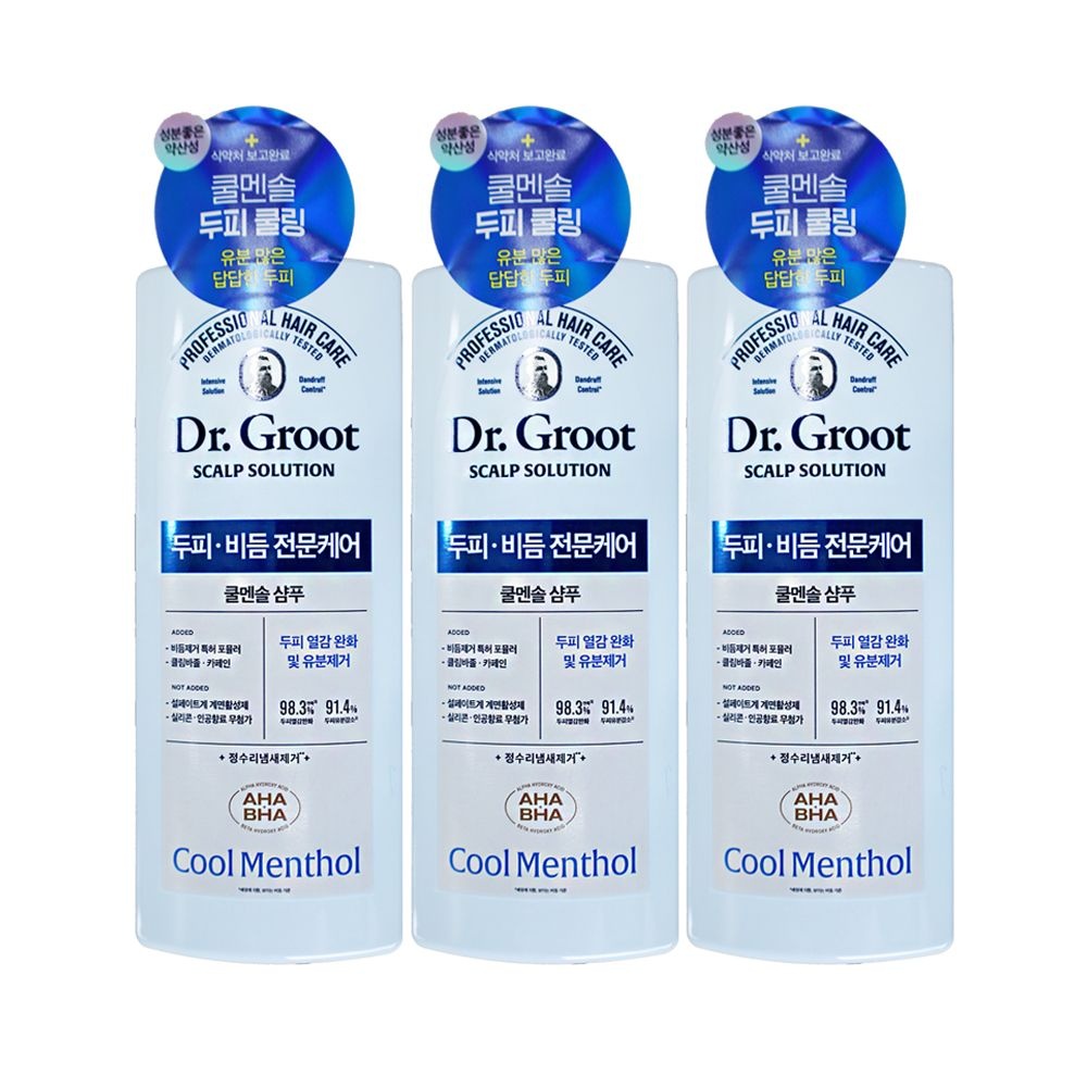 엘지 리엔 닥터그루트 스칼프 솔루션 샴푸 쿨멘솔 700ml 3개 헤어