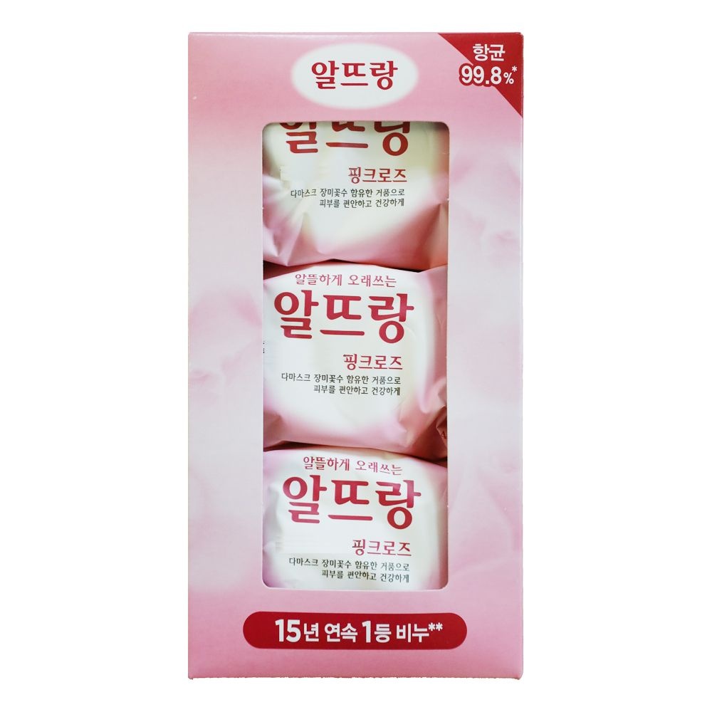엘지 알뜨랑 알뜰하게 오래쓰는 비누 핑크로즈 140g 3입 1개 세안
