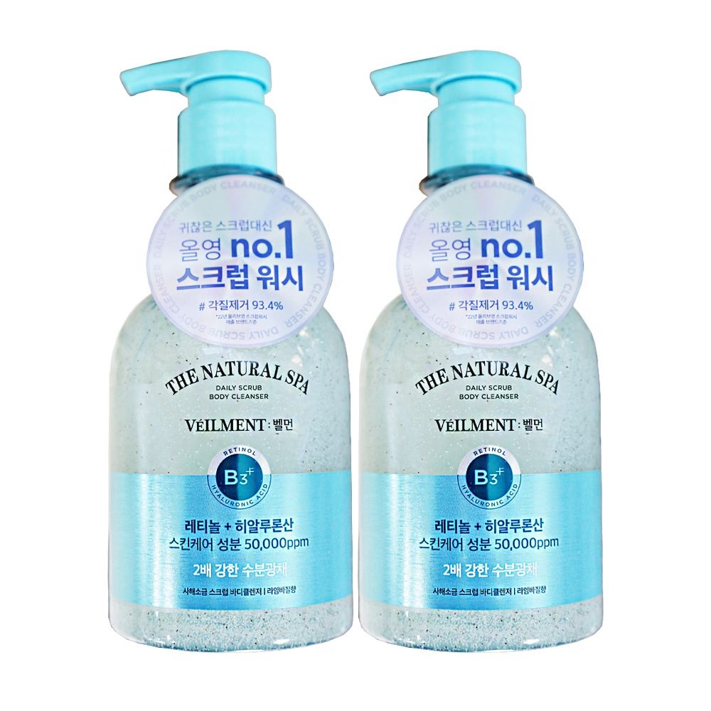 엘지 온더바디 바디클랜저 벨먼 내추럴 스파 스크럽 라임바질 사해소금 400ml 2개