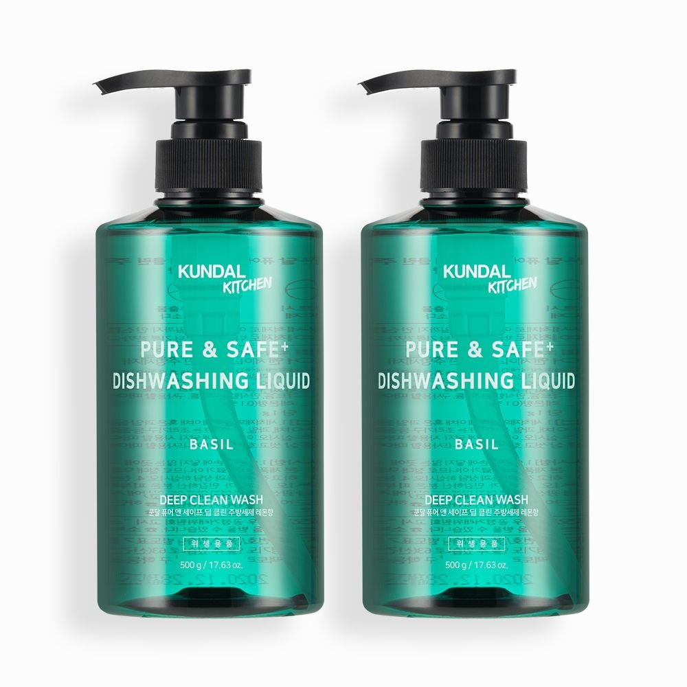 쿤달 퓨어 앤 세이프 딥 클린 주방세제 바질 500ml, 2개