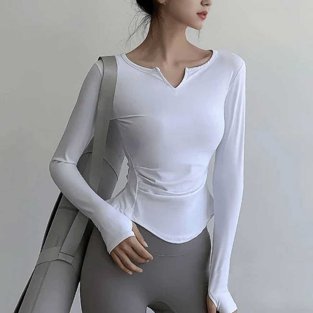 운동상의 헬스복 요가복상의 브이 필라테스복