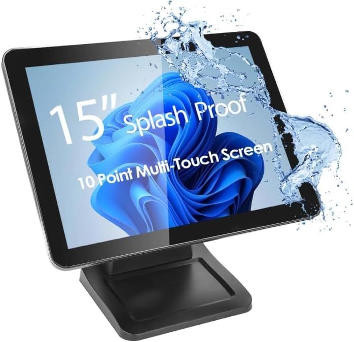 Tjysvnd 15인치 터치 스크린 모니터, 산업용 등급 POS 모니터 HDMI VGA 입력, 드라이버 프리 플러그 앤 플레이, 견고한
