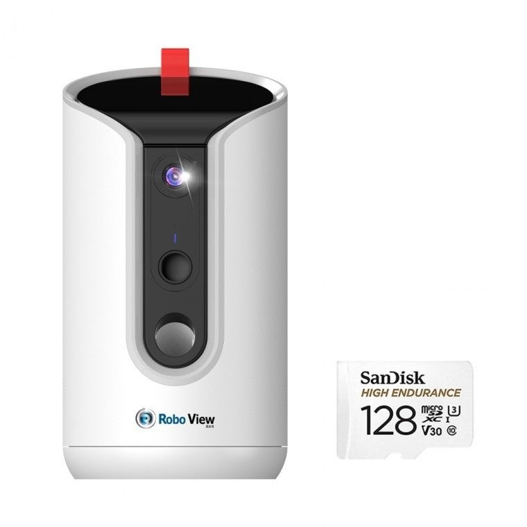 글로벌아이넷 로보뷰펫 PET+128GB 홈 CCTV 자동 간식급식기 펫캠 홈캠 애견 고양이 반려동물 IP카메라