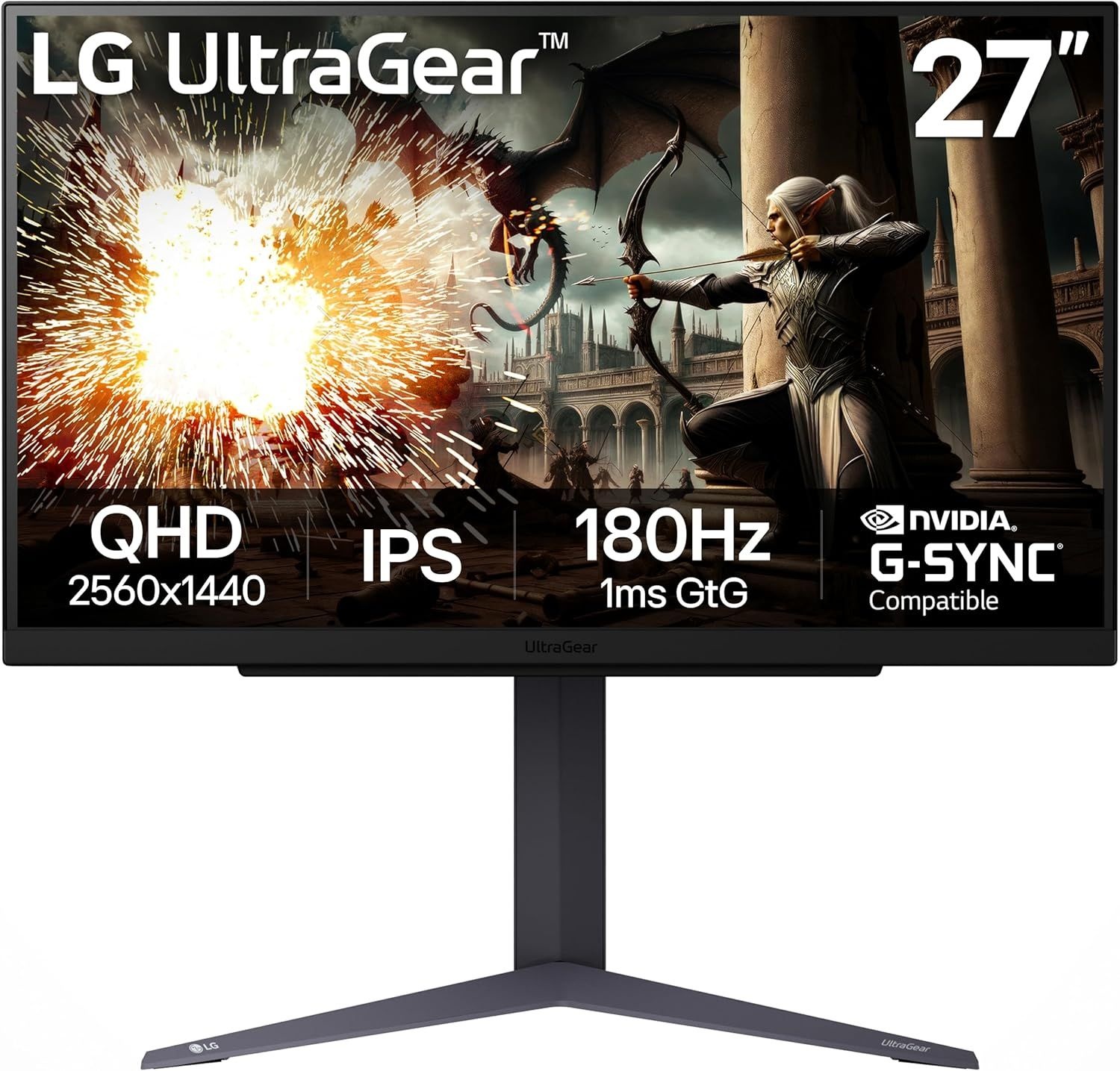LG 27GS75Q-B 27인치 울트라기어 QHD(2560x1440) 게이밍 모니터, 180Hz(O/C 200Hz), 1ms, IPS, NVIDIA G-SYNC 호환, AMD 프리싱크, HDR10,