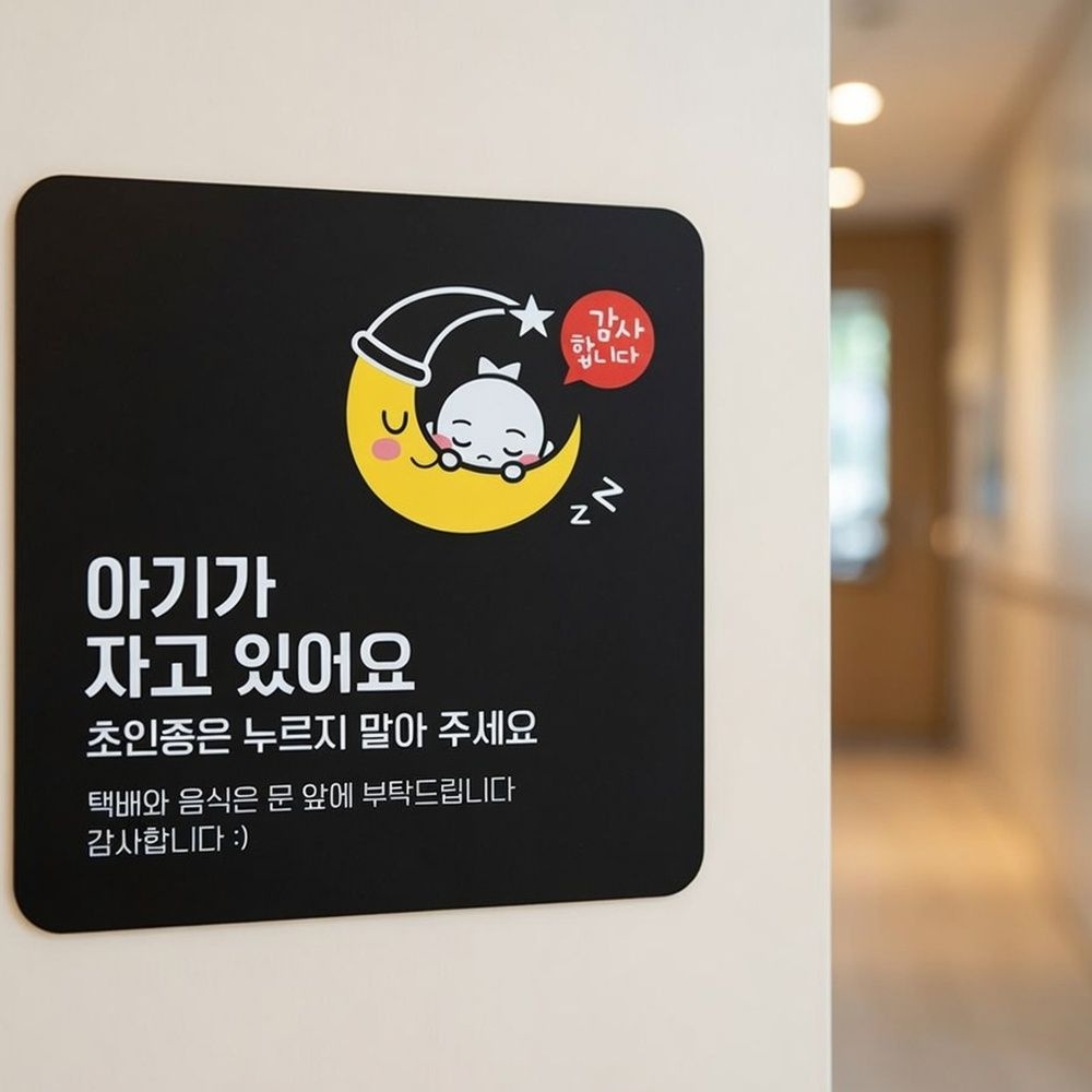 오나스 아기잠 안내판 벨누르지마세요 도어사인 아파트문패