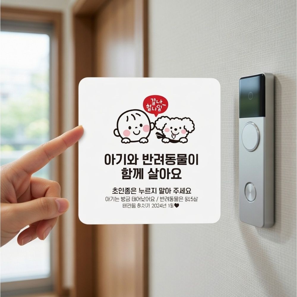 오나스 안내문구 표지판 벨누르지마세요 노크금지 초인종누르지마세요
