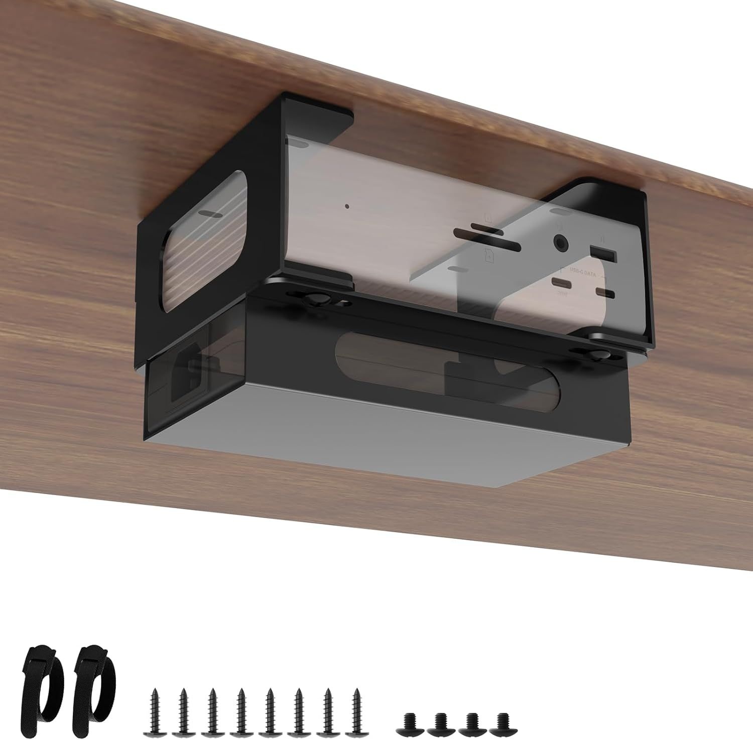 CalDigit TS4/TS3 Plus/TS5 Dock+와 호환되는 금속 언더 데스크 마운트 케이블 타이 및 나사가 있는 썬더볼트 4/3/5 도킹