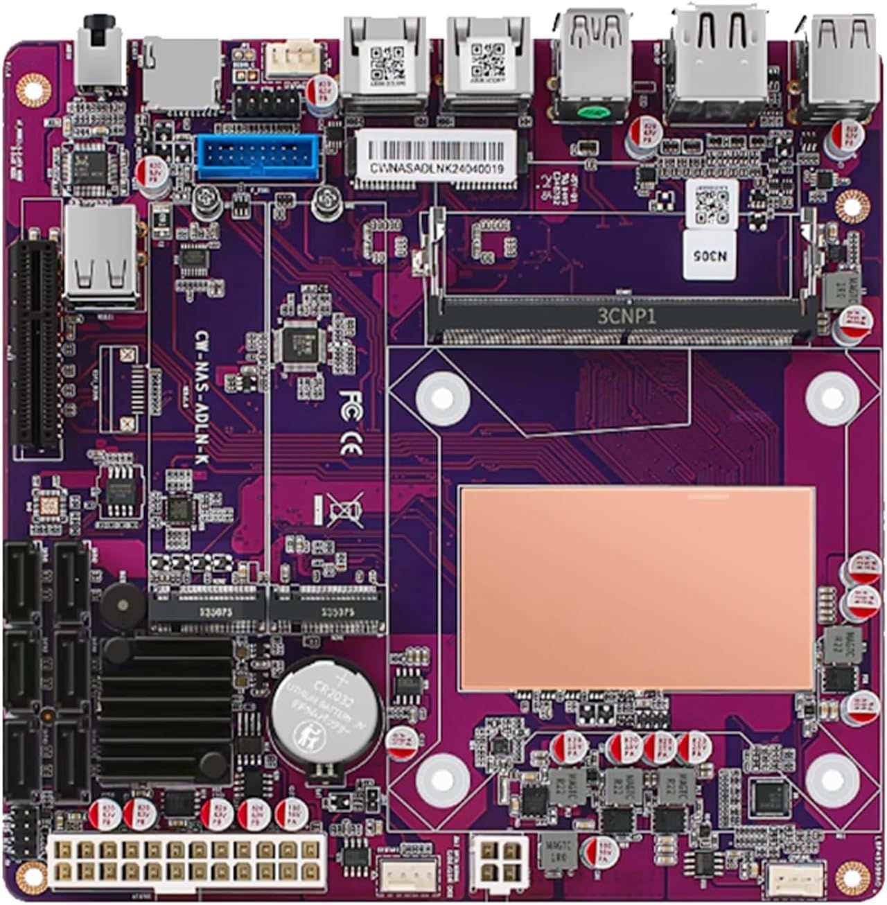 N150 NAS 메인보드 미니 ITX CPU 콤보 보드 저전력 프로세서 6Bay 2x2.5G i226 네트워크 M.2 슬롯 6xSATA 2* NVMe 2280, 1* PCIe 3.0x4,
