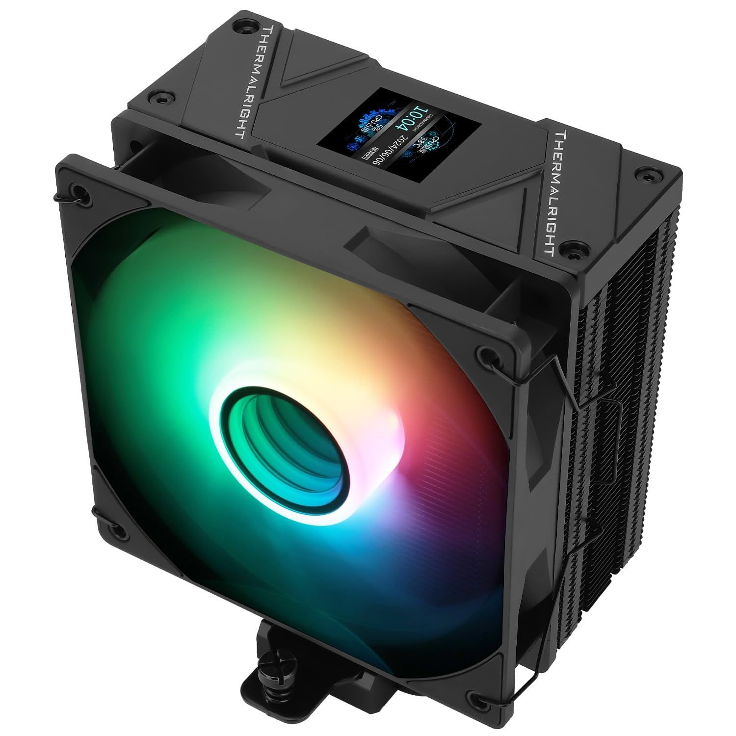 써멀라이트 어쌔신 스피릿 120 비전 ARGB 블랙, 블랙 탑 커버, CPU 에어쿨러, PC 냉각, 240 * 해상도 파워 IPS LCD 화면,