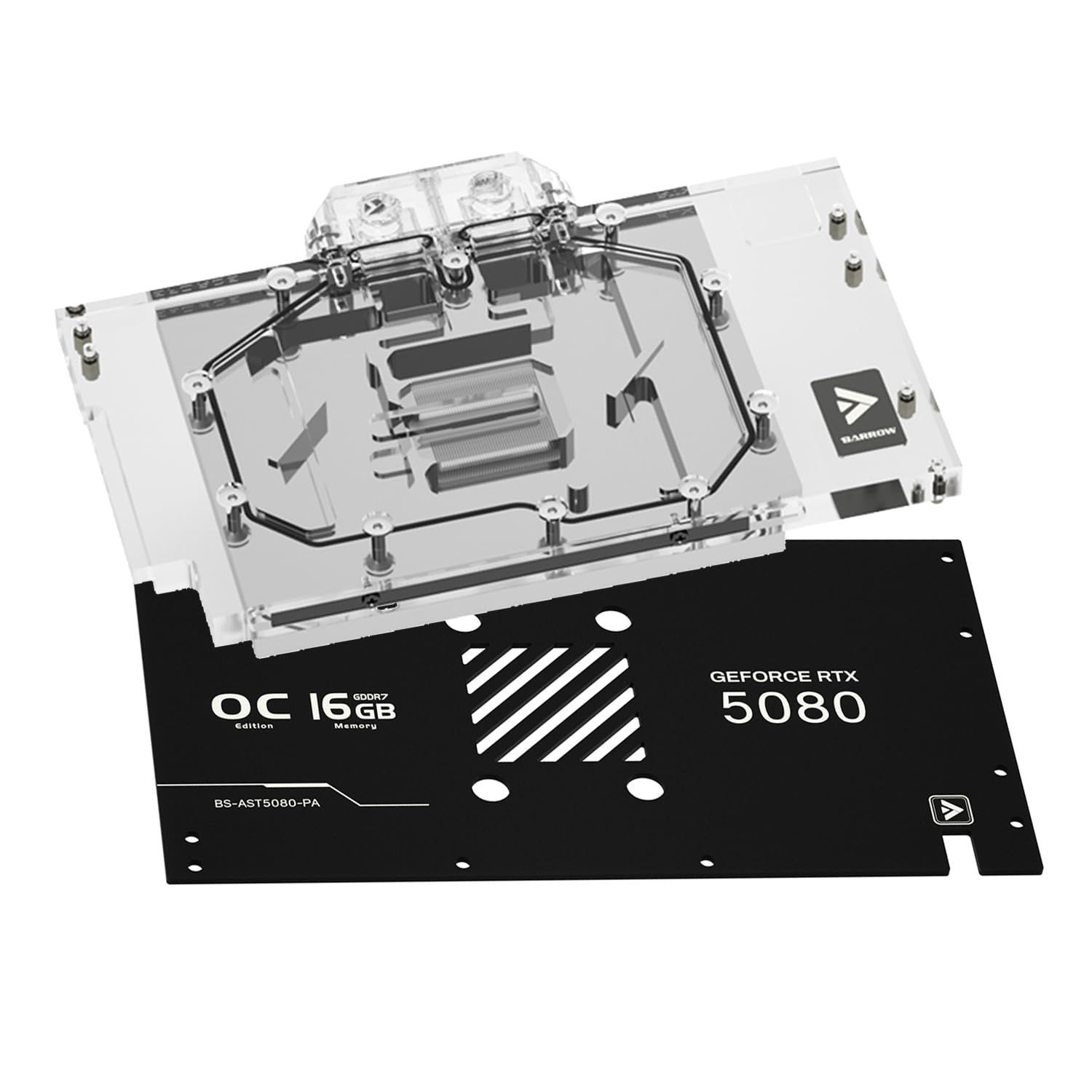ASUS TUF RTX 5080 5070 Ti용 바로우 GPU 워터 블록, 풀 커버 워터블랙, 고부하 게임용 수냉식 설계된 백플레이트, 구리