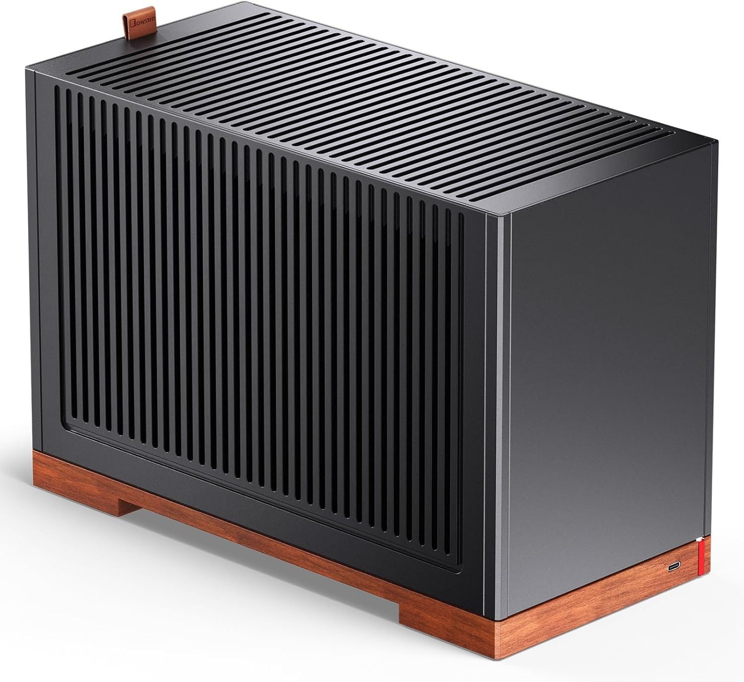 JONSBO T9 미니 ITX PC 케이스, SFF 도구 없는 메쉬 데스크탑 A4 구조, 블랙 호두나무 솔리드 우드 베이스, MB, 4mm AL,SP
