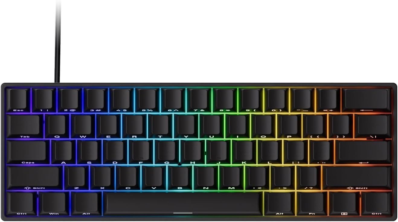MonSGEEK FUN60 Pro 급속 트리거 게이밍 키보드 16K 스캔 속도 SP 마그네틱 스위치 HE 유선 60% 블랙 샤인 스루(글레어