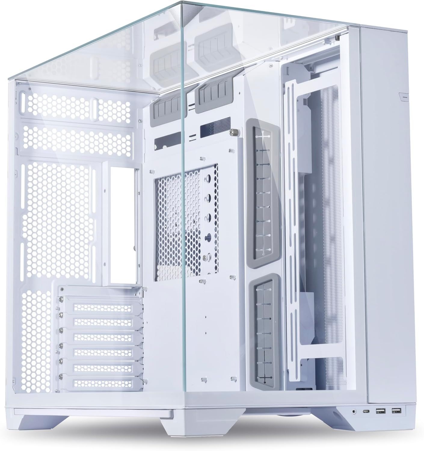 리안 리 O11 비전 - 삼면 강화 유리 패널 듀얼 챔버 ATX 미드 타워 최대 2 x 360mm 라디에이터 PC 조립용 탈착식