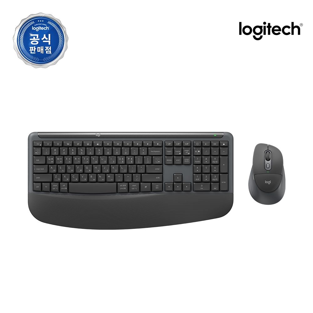 로지텍코리아 공식 MK880 콤보 팜레스트 무소음 무선키보드마우스세트 그라파이트