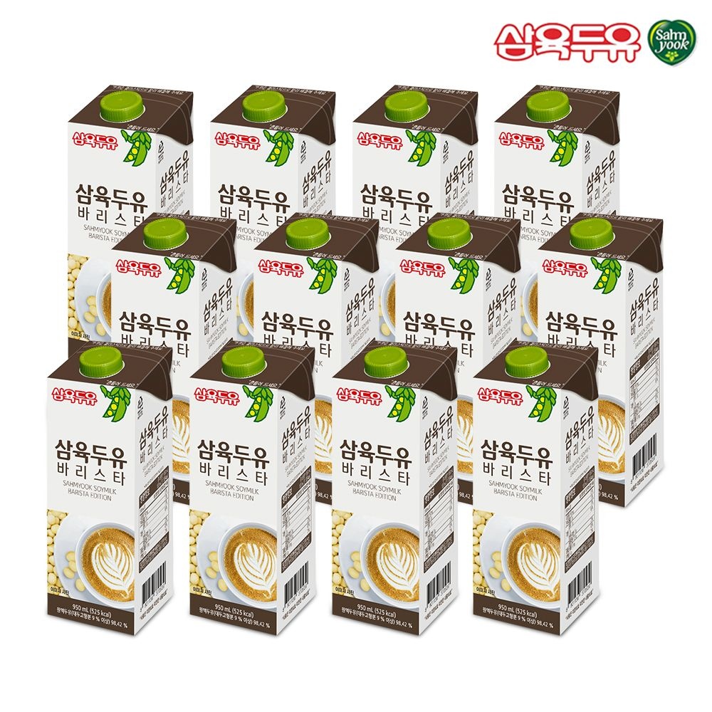 삼육두유 바리스타 라떼 두유 950ml 12팩 콩국 콩국물 라떼 카페두유 홈카페