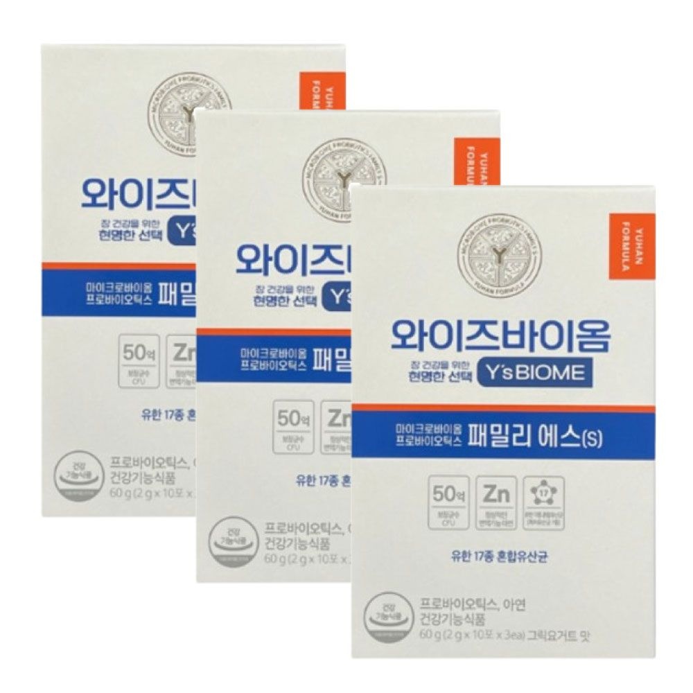 와이즈바이옴 가족 장건강 도움 패밀리 에스 유산균 30포 / 3개 프로바이오틱스