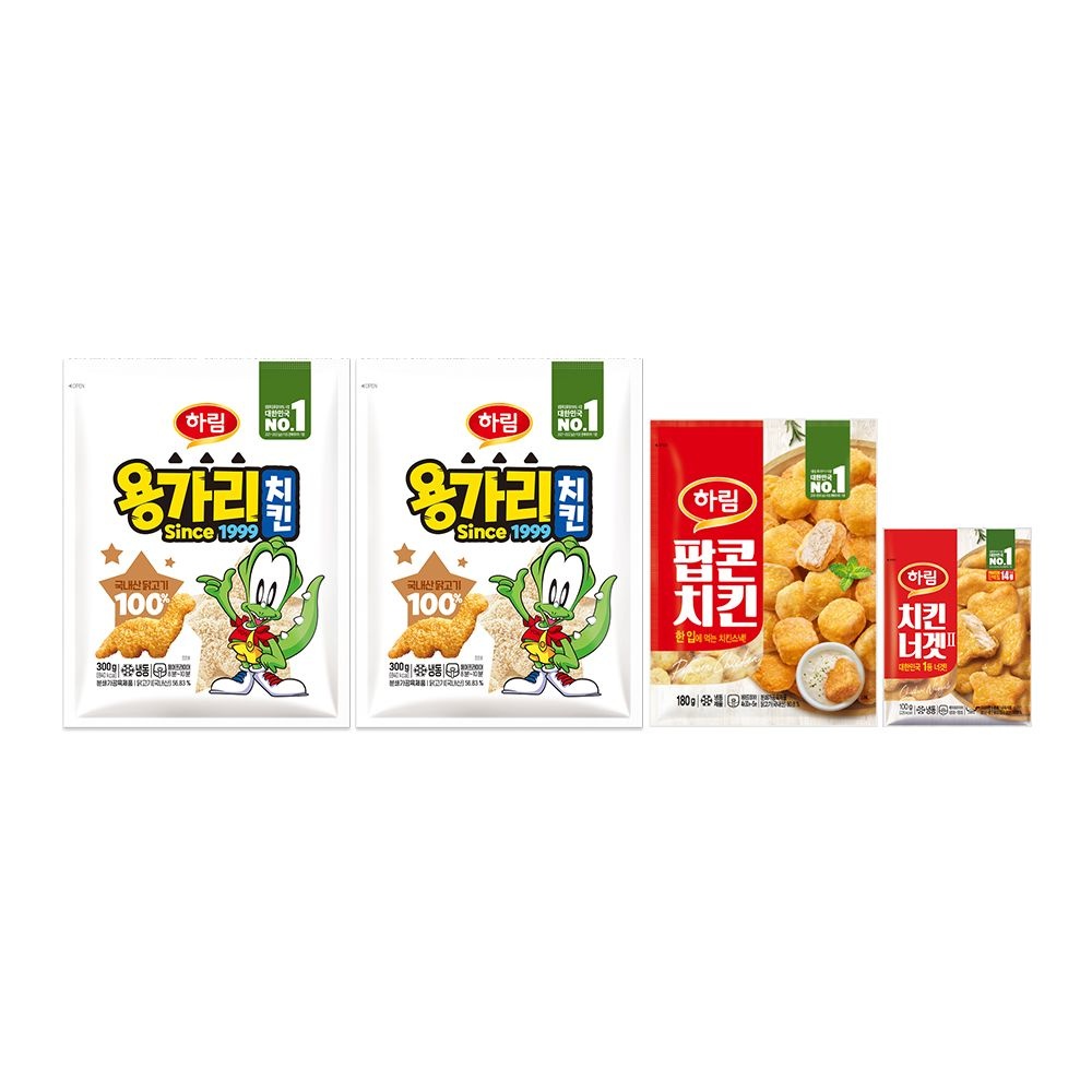 [롯데온] 하림 용가리치킨 300g 2봉+팝콘치킨 180g 1봉+치킨너겟 100g 1봉 증정 (9,860원/무료)