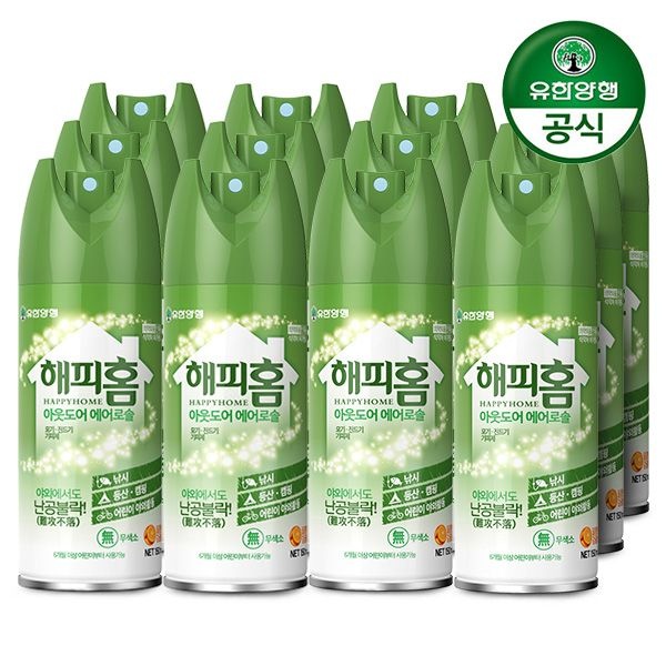 해피홈 모기기피제 아웃도어 에어로솔 150ml 12개 모기기피제 진드기 캠핑 낚시 모기약