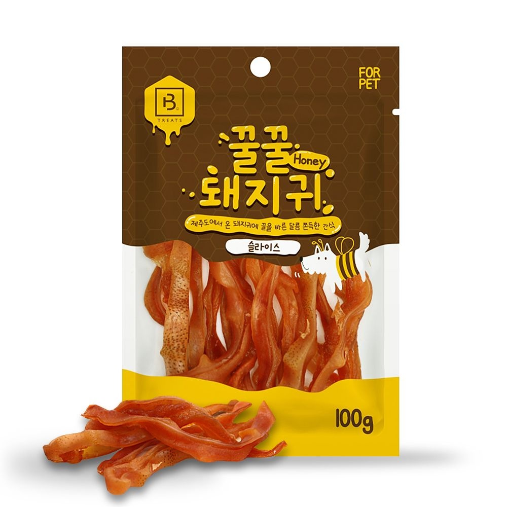 브리더랩 국내산 꿀꿀돼지귀 슬라이스 100g x 3개