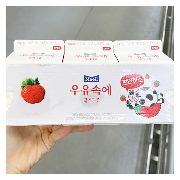 우유속에 딸기과즙 300ml X 3입 기획